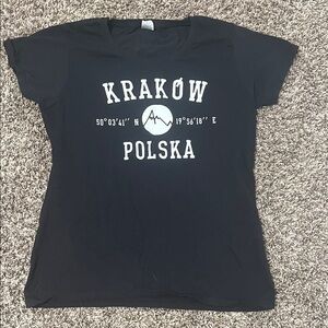 Fruit of the Loom Black Kraków Polska T-Shirt